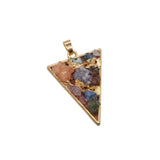 Multi-Shape Orgonite Chip Stone Resin Pendant, Gold-Tone Metal Frame Mixed Colorful Gemstone Inlay, Heart Starfish Triangle Diamond Shaped Orgone Energy Amulet Boho Spiritual Jewelry