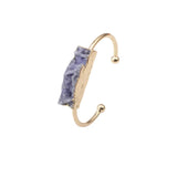 Natural Raw Druzy Quartz Crystal Cuff Bangle Gold Plated Open Resizable Stone Bracelet for Women