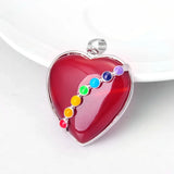 Natural Green Aventurine Heart Pendant with 7 Chakra Beads, Spiritual Energy Balance Crystal Jewelry