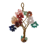 7 Chakra Tree of Life Pendant, Hand Wire‑Wrapped Natural Crystal Chip Round Charm, Optional Owl Metal Accent Spiritual Reiki Healing Jewelry for Necklace Making