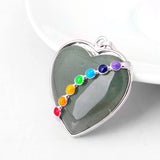 Natural Green Aventurine Heart Pendant with 7 Chakra Beads, Spiritual Energy Balance Crystal Jewelry
