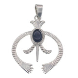 Vintage Navajo‑Style Naja Symbol Gem Pendant Necklace, Multi‑Variants Inlaid Round Natural Stone Tribal Amulet, Bohemian Hollow Crescent Statement Jewelry Gift