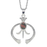Hollow Naja Symbol Natural Crystal Necklace, Antique Silver‑Tone Alloy Tribal Symbol Inlaid Gemstone Pendant with Chain, Spiritual Protection Amulet Necklace for Daily Wear