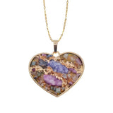 Orgone Crushed Mixed Gemstone Resin Pendant, Gold Plated Frame Multi‑Shape Natural Chip Stone Necklace Pendant, Orgonite Chakra Reiki Energy Healing Charm for Women