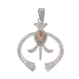 Vintage Navajo‑Style Naja Symbol Gem Pendant Necklace, Multi‑Variants Inlaid Round Natural Stone Tribal Amulet, Bohemian Hollow Crescent Statement Jewelry Gift