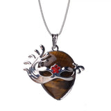 Silver‑Tone Venetian Masquerade Mask Natural Crystal Necklace, Red Rhinestone Inlay Teardrop Gemstone Pendant Necklace, Reiki Healing Stone Boho Jewelry for Women