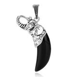 Antique Silver Elephant Wrapped Crescent Moon Natural Gemstone Pendant Necklace, Polished Moon‑Shape Crystal Charm Necklace, Boho Spiritual Chakra Reiki Healing Stone Jewelry for Women