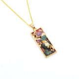 Orgone Crushed Mixed Gemstone Resin Pendant, Gold Plated Frame Multi‑Shape Natural Chip Stone Necklace Pendant, Orgonite Chakra Reiki Energy Healing Charm for Women