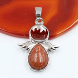 Natural Amethyst Quartz Crystal Angel Silver Alloy Pendant for Necklace Handmade Gemstone Healing Pendants Charm for Jewelry