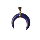 Gold Plated Natural Stone Crescent Moon Pendant, Double Horn Shape Gemstone Moon Charm, Boho Spiritual DIY Necklace Pendant for Women Jewelry Making