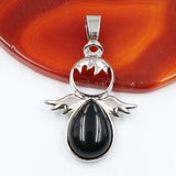 Natural Amethyst Quartz Crystal Angel Silver Alloy Pendant for Necklace Handmade Gemstone Healing Pendants Charm for Jewelry