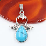 Natural Amethyst Quartz Crystal Angel Silver Alloy Pendant for Necklace Handmade Gemstone Healing Pendants Charm for Jewelry