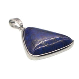 Silver Plated Triangle Natural Stone Pendant, Polished Smooth Triangle Gemstone Charm, Boho Crystal Pendant for DIY Necklace Jewelry‑Making, Reiki Chakra Healing Spiritual Accessory for Women