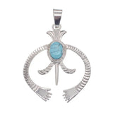 Vintage Navajo‑Style Naja Symbol Gem Pendant Necklace, Multi‑Variants Inlaid Round Natural Stone Tribal Amulet, Bohemian Hollow Crescent Statement Jewelry Gift
