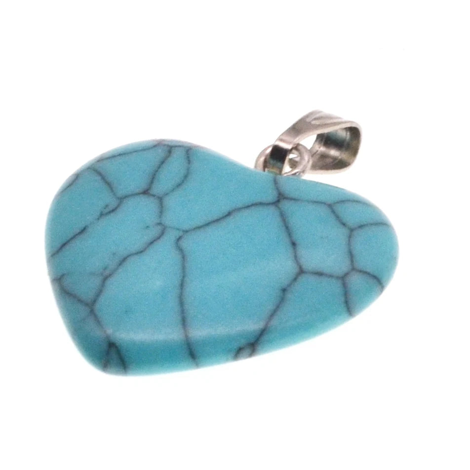 Polished Heart Crystal Stone Pendant Assorted, Natural Gemstone Love Pendants for Jewelry Crafting, Spiritual Energy Healing Pendant Gifts