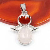 Natural Amethyst Quartz Crystal Angel Silver Alloy Pendant for Necklace Handmade Gemstone Healing Pendants Charm for Jewelry