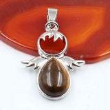 Natural Amethyst Quartz Crystal Angel Silver Alloy Pendant for Necklace Handmade Gemstone Healing Pendants Charm for Jewelry