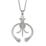 Hollow Naja Symbol Natural Crystal Necklace, Antique Silver‑Tone Alloy Tribal Symbol Inlaid Gemstone Pendant with Chain, Spiritual Protection Amulet Necklace for Daily Wear