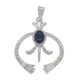 Vintage Navajo‑Style Naja Symbol Gem Pendant Necklace, Multi‑Variants Inlaid Round Natural Stone Tribal Amulet, Bohemian Hollow Crescent Statement Jewelry Gift