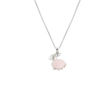 Mixed Natural Crystal Rabbit Pendant Necklace Multi Gemstone Animal Necklace Silver Tone Jewelry Gift for Women Girls
