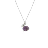 Mixed Natural Crystal Rabbit Pendant Necklace Multi Gemstone Animal Necklace Silver Tone Jewelry Gift for Women Girls