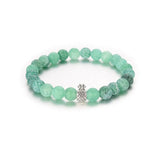 Natural Frosted Agate Beaded Bracelet - Silver Pineapple Charm Healing Jewelry