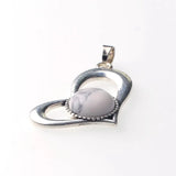 Vintage Openwork Heart Shape Natural Stone Pendant, Multi Color Round Cabochon Gem Charm for DIY Handmade Jewelry Making