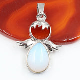 Natural Amethyst Quartz Crystal Angel Silver Alloy Pendant for Necklace Handmade Gemstone Healing Pendants Charm for Jewelry