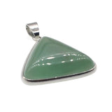 Silver Plated Triangle Natural Stone Pendant, Polished Smooth Triangle Gemstone Charm, Boho Crystal Pendant for DIY Necklace Jewelry‑Making, Reiki Chakra Healing Spiritual Accessory for Women