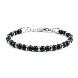 6mm Natural Stone Beaded Bracelet with Stainless Steel Clasp Adjustable Extender Chain Matte Onyx Tiger Eye Bracelet for Men Daily Wrist Jewelry
