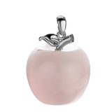 Natural Crystal Gemstone Christmas Apple Shape Ladies and Girls Leather Cord Cross Chain Pendant Fashion Jewelry