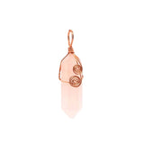 Natural Crystal Hexagonal Point Pendant • Copper Wire Wrapped Double Spiral Crystal Charm • Healing Chakra Gemstone Jewelry Making Accessory