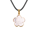 Natural Crystal Flower Pendant Necklace Gold Plated Edge Healing Gemstone Jewelry for Women