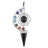 Natural Stone Pendulum Crystal Yoga 7 Chakra Spiral Hexagonal Cone Pendant Rose Quartz Reiki Healing Pendulum Jewelry