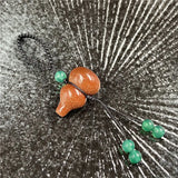 Natural Agate Crystal Gourd Keychain, Hand Braided Cord Lucky Hulu Charm Wealth Prosperity Safety Bag Pendant for Men Women