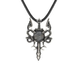 Fashion Jewelry Necklace Natural Stone Crystal Labradorite Double-winged Dragon Sword Pendant Necklace Accessories Women