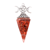 Triple Moon Pentacle Orgone Pendulum Pendant Resin Crystal Dowsing Charm for Wicca & Spiritual Jewelry