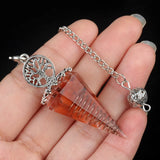 Chips Gemstone Tree of Life Resin Pendulum - Orgone Healing Dowsing Tool with Silver Chain for Divination, Hypnosis & Reiki - Spiritual Gemstone Gift for Wealth & Positivity