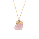 Gold Dipped Natural Raw Crystal Pendant Necklace, Irregular Rough Gemstone Chakra Healing Stone Necklace for Women