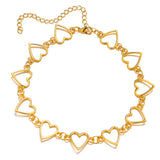 Hollow Open Heart Link Choker Necklace for Women Gold Silver Plated Zinc Alloy Love Heart Chain Choker, Fashion Valentines Party Jewelry Gift