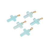 Healing Crystal Glass Cross Pendant Various Color Small Cross Pendant Necklace Keychain Earring Accessories