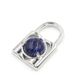 Natural Crystal Lock Pendant, Round Inlaid Chakra Gemstone Charm for DIY Necklace Jewelry Making