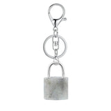 Natural Lock-Shaped Crystal Keychain Good Luck Charm for Women Jewelry Making