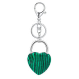 Natural Crystal Heart Lock Keychain, Peach Heart Crystal Bag Charm for Couples