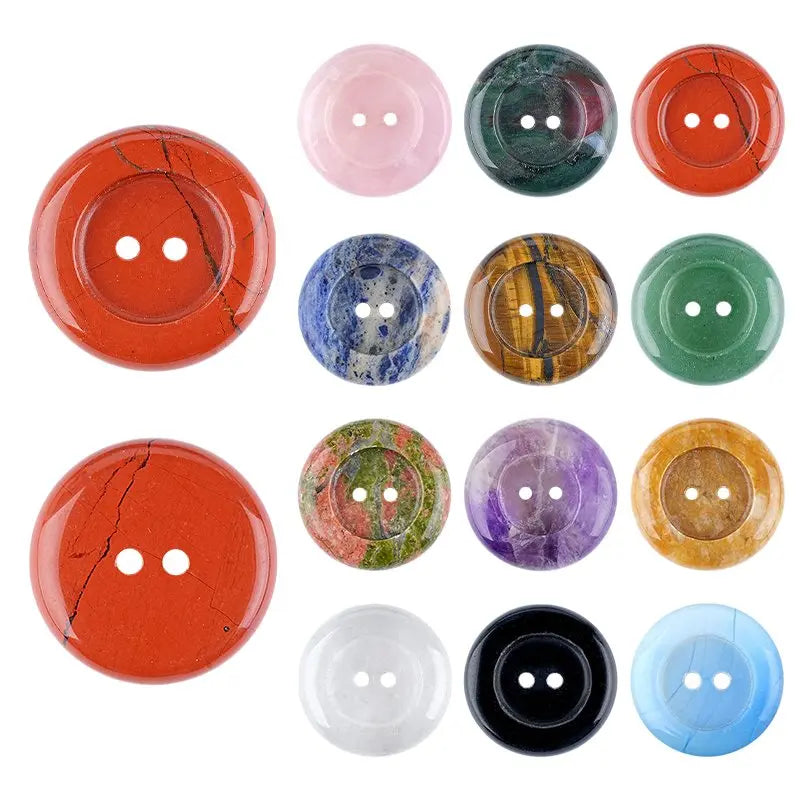 30MM Button-shaped Crystal Gemstone Charms with Hole Delicate Pendant DIY to Make Necklace & Keychain Gift