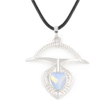 Archery Bow Arrow Natural Crystal Pendant 42×40mm, Silver Plated Alloy Frame Pyramid Gemstone Pendant, Reiki Chakra Healing Stone Charm Pendant for DIY Necklace Jewelry Making Spiritual Gift