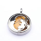 Fairy Hollow Cutout Open Locket Necklace with Natural Crystal Stone Silver Plated Memory Wish Box Pendant Black Wax Cord Necklace for Women