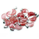 13×18mm Natural Crystal Moon Pendant, Healing Chakra Gemstone Charms for Jewelry Making