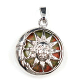 Platinum Gemstone Pendants key chain with Brass Findings Flat Round with Sun & Moon for Jewelry Making For Men and Women