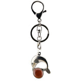 Bohemian Silver Marine Dolphin Key Ring • Cute Sea Animal Crystal Sphere Holder Clip • Heavy-Duty Swivel Lobster Clasp Christmas Gift